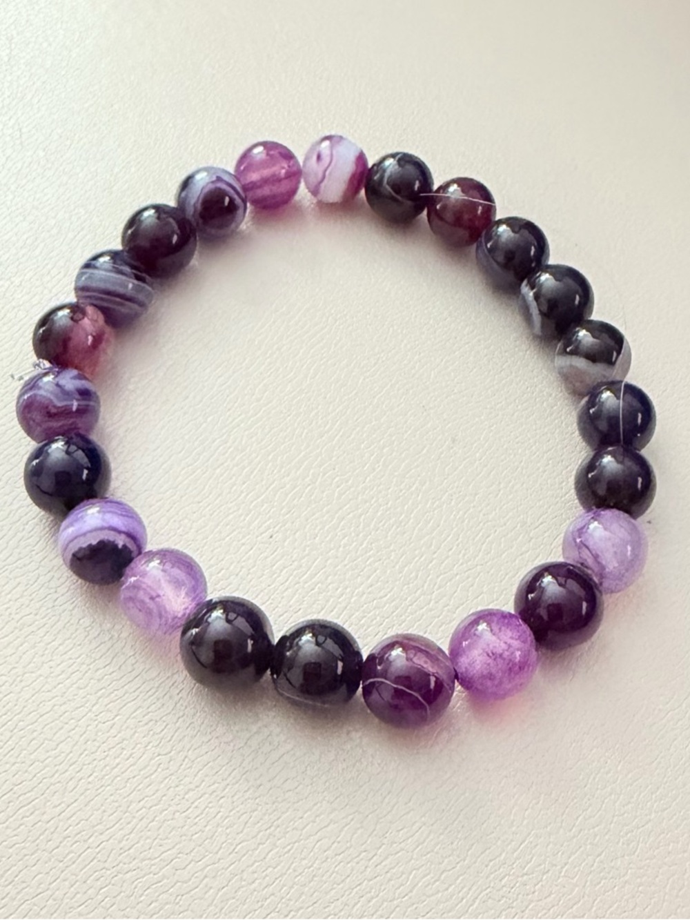 Natural Amethyst Beaded Stretch Bracelet some are Chevron - Women Jewelry